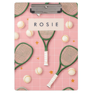 Carpeta De Pinza Patrón de raqueta de tenis retro personalizado mon