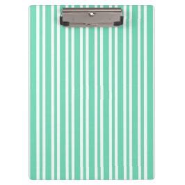 Carpeta De Pinza Patrón de rayas blancas aguamarina