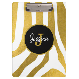 Carpeta De Pinza Patrón de rayas de impresión Faux Gold Zebra