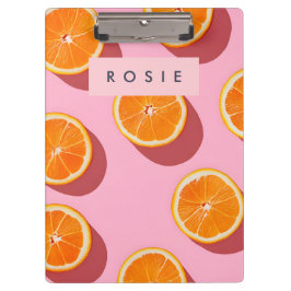 Carpeta De Pinza Patrón de rebanado Naranja personalizado monograma