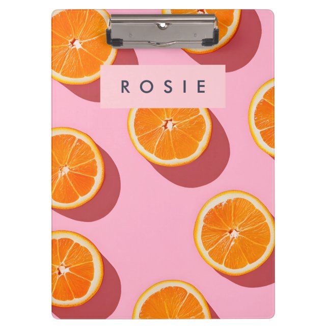 Carpeta De Pinza Patrón de rebanado Naranja personalizado monograma (Anverso)