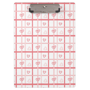 Carpeta De Pinza Patrón de rejilla de corazón rosa lindo