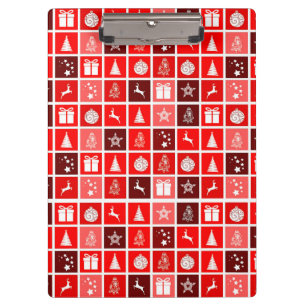 Carpeta De Pinza Patrón de rejilla de Navidad roja moderna minimali