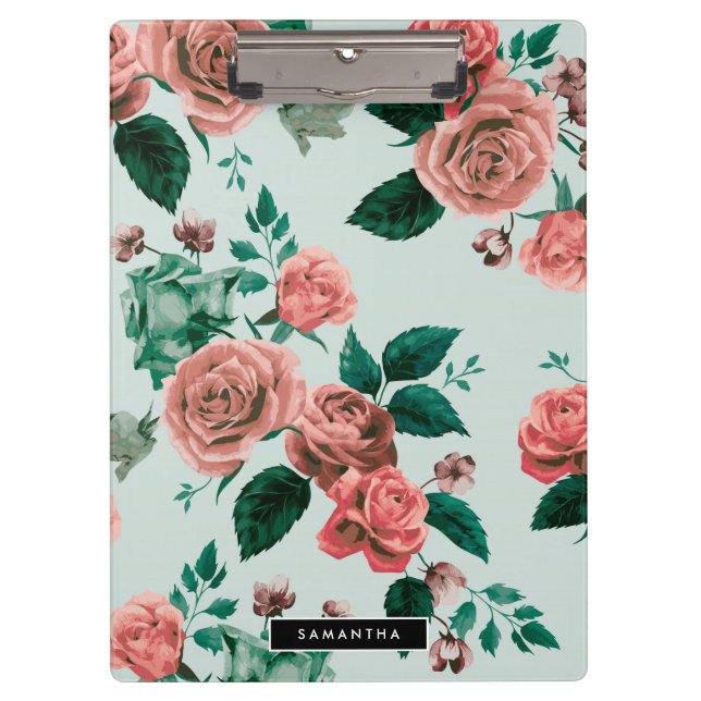 Carpeta De Pinza Patrón de rosas (Anverso)
