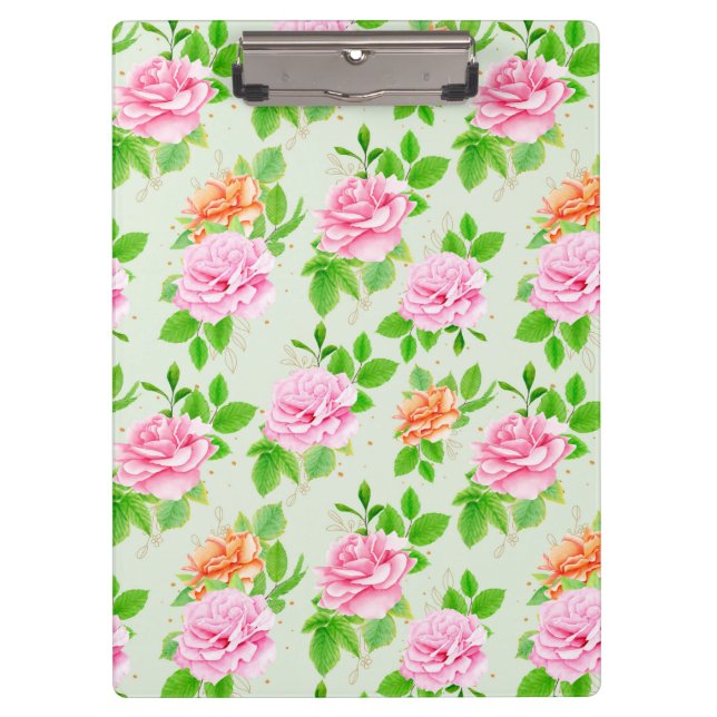 Carpeta De Pinza Patrón de rosas rosadas florales-2367 (Anverso)