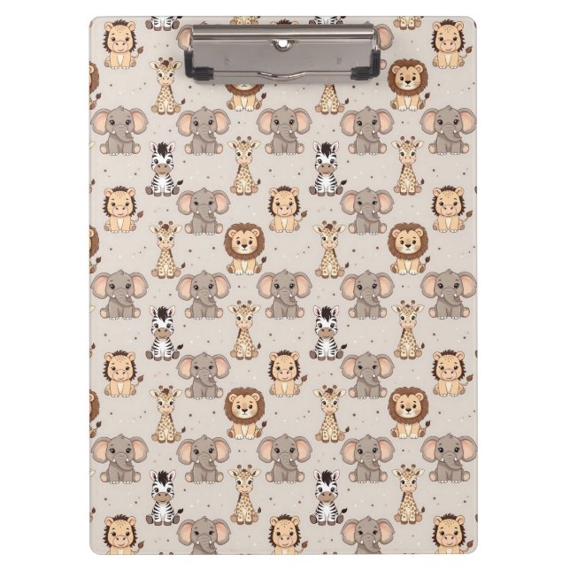 Carpeta De Pinza Patrón de safari para bebé neutral (Anverso)