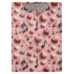 Carpeta De Pinza Patrón de San Valentín Corazones Musicales