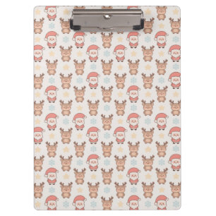 Carpeta De Pinza Patrón de Santa y Reno Adorable