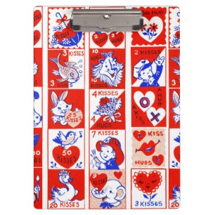 Carpeta De Pinza Patrón de sello vintage de San Valentín de los año