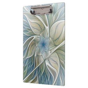 Carpeta De Pinza Patrón de sueño floral abstracto azul caqui fracta