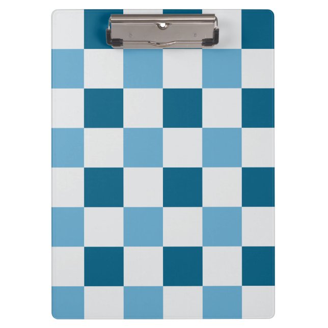 Carpeta De Pinza Patrón De Tablero Blanco Y Azul (Anverso)