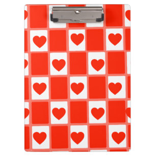 Carpeta De Pinza Patrón de tablero de ajedrez de corazón rojo retro