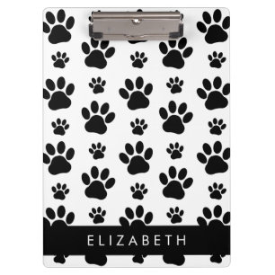 Carpeta De Pinza Patrón de traza, garras de perro, negro y blanco,