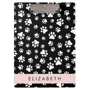 Carpeta De Pinza Patrón de traza, garras de perro, negro y blanco,