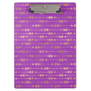Carpeta De Pinza Patrón de unicornio bohemio dorado y púrpura
