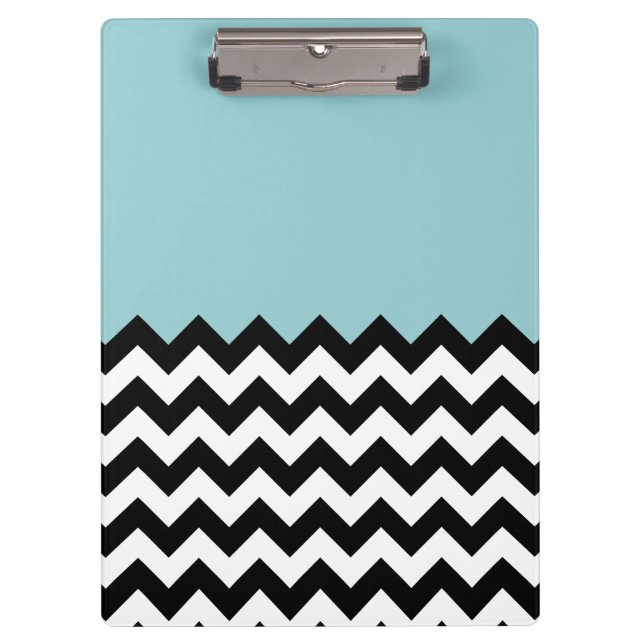 Carpeta De Pinza Patrón de zigzag negro y blanco, chevron, azul (Anverso)