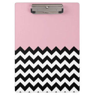 Carpeta De Pinza Patrón de zigzag negro y blanco, chevron, rosa