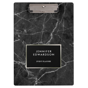 Carpeta De Pinza Patrón elegante de mármol blanco negro personaliza