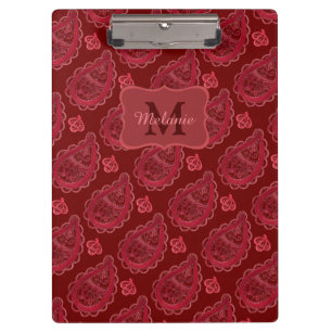 Carpeta De Pinza Patrón elegante de paisley borgoña personalizado