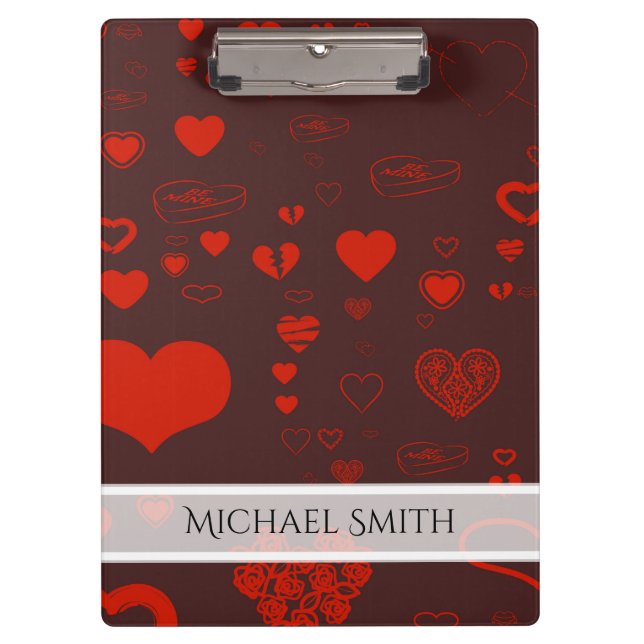 Carpeta De Pinza Patrón elegante del Corazón Rojo Moderno #2 (Anverso)