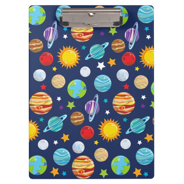 Carpeta De Pinza Patrón espacial, planetas, estrellas, cosmos, gala (Anverso)