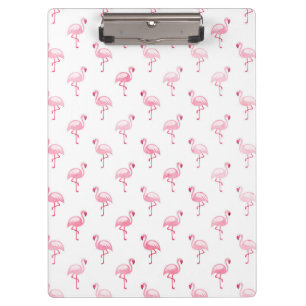 Carpeta De Pinza Patrón Flamingo Tropical Rosa de Guay en blanco