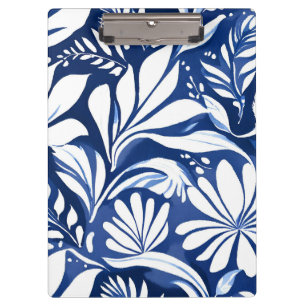 Carpeta De Pinza Patrón floral acuarela botánica azul