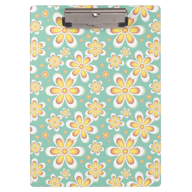 Carpeta De Pinza Patrón floral amarillo (Anverso)