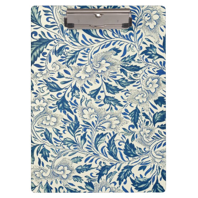 Carpeta De Pinza Patrón floral azul Diseño antiguo asiático (Anverso)