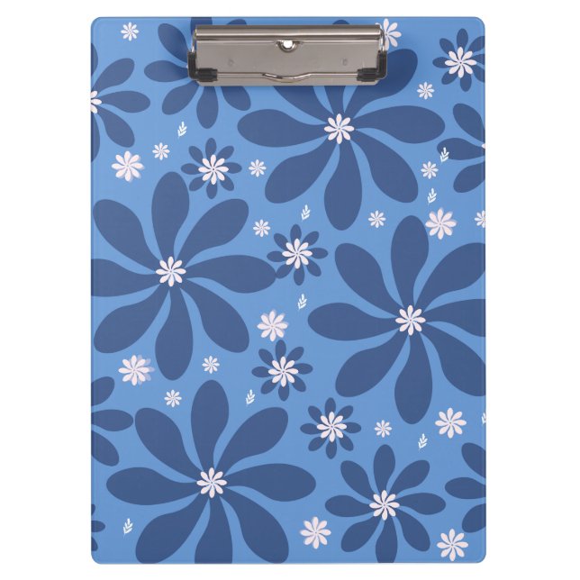 Carpeta De Pinza Patrón floral azul - Elegante acceso (Anverso)