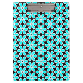 Carpeta De Pinza Patrón floral azul turquesa y negro