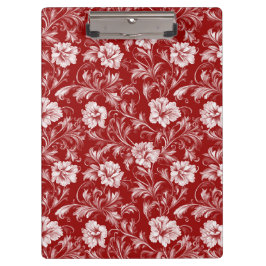 Carpeta De Pinza Patrón floral barroco monocromático, blanco sobre 
