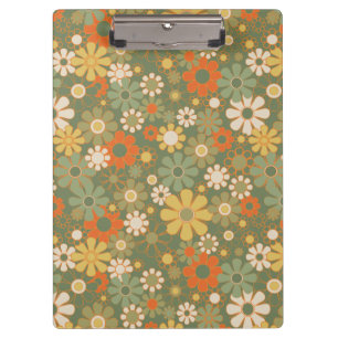 Carpeta De Pinza Patrón Floral Boho Retro de los 70