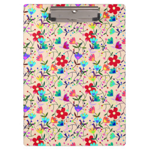 Carpeta De Pinza Patrón floral color de fondo beige