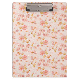 Carpeta De Pinza Patrón floral de acuarela rosa sonrosado