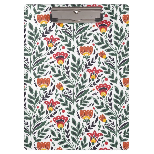 Carpeta De Pinza Patrón floral de arte folclórico (Anverso)