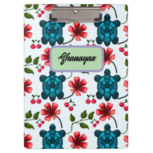 Carpeta De Pinza Patrón floral de cereza de tortuga tropical person