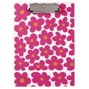 Carpeta De Pinza Patrón floral de diversión rosa