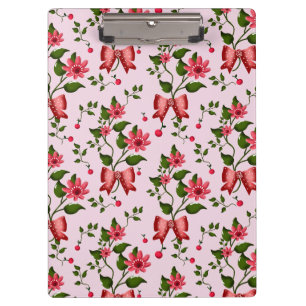 Carpeta De Pinza Patrón floral de lazo de cereza lindo