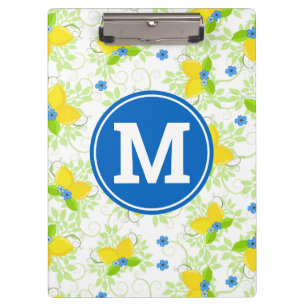 Carpeta De Pinza Patrón floral de limones blancos y amarillos veran