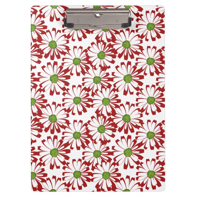 Carpeta De Pinza Patrón floral de margarita roja y verde navidad (Anverso)