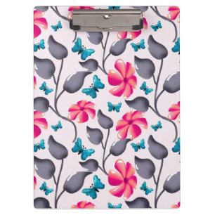 Carpeta De Pinza Patrón floral de mariposa Botánico elegante