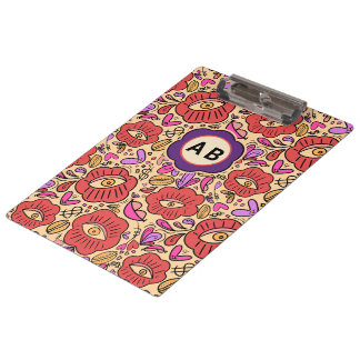 Carpeta De Pinza Patrón Floral de Ojo Afortunado