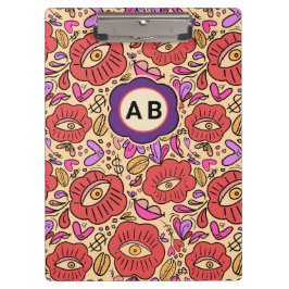 Carpeta De Pinza Patrón Floral de Ojo Afortunado