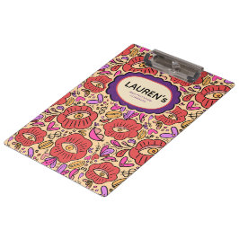 Carpeta De Pinza Patrón Floral de Ojo Afortunado
