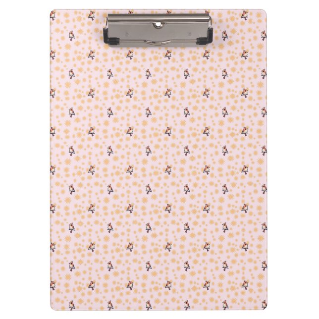 Carpeta De Pinza Patrón floral de pájaros (Anverso)