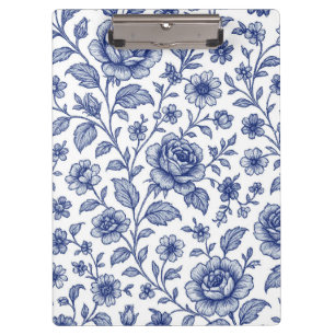 Carpeta De Pinza Patrón floral de Rosas azules reales