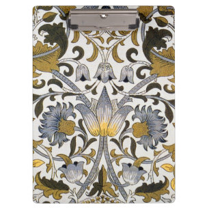 Carpeta De Pinza Patrón floral de William Morris Lodden: azul dorad