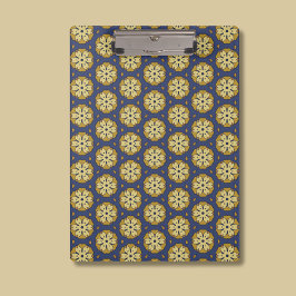 Carpeta De Pinza Patrón floral dorado y azul y lágrima