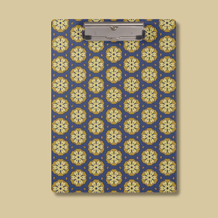 Carpeta De Pinza Patrón floral dorado y azul y lágrima